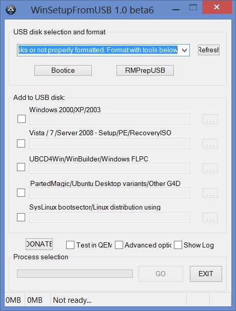 Главное окно WinSetupFromUSB