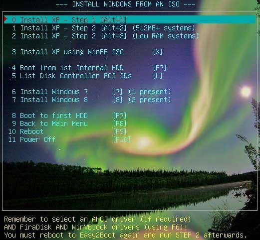 Меню загрузки с флешки Easy2Boot